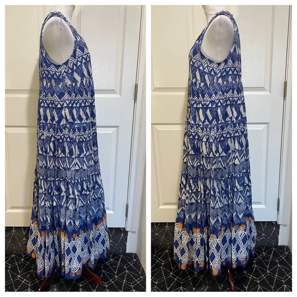 Anthropologie Tiered Abstract Maxi Dress